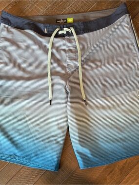 Quiksilver Men's Blue Ombre Stripe Swim Board Shorts